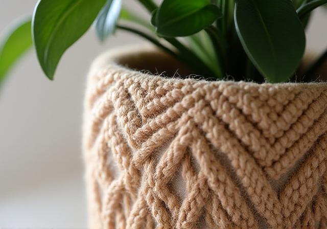 Detailed view of textile weave planter